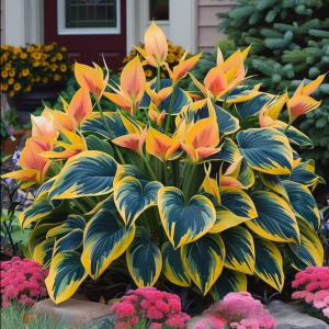 Хоста Флейм Данс купить по цене от 650р. в интернет-магазине «Посадика» с доставкой почтой в в Бородиное и по всей России – [изображение №1].